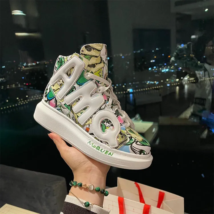 AMQ ALEXSANDRO MOQUEN CHUNKY SOLE HIGH TOP LEATHER UNISEX SNEAKER