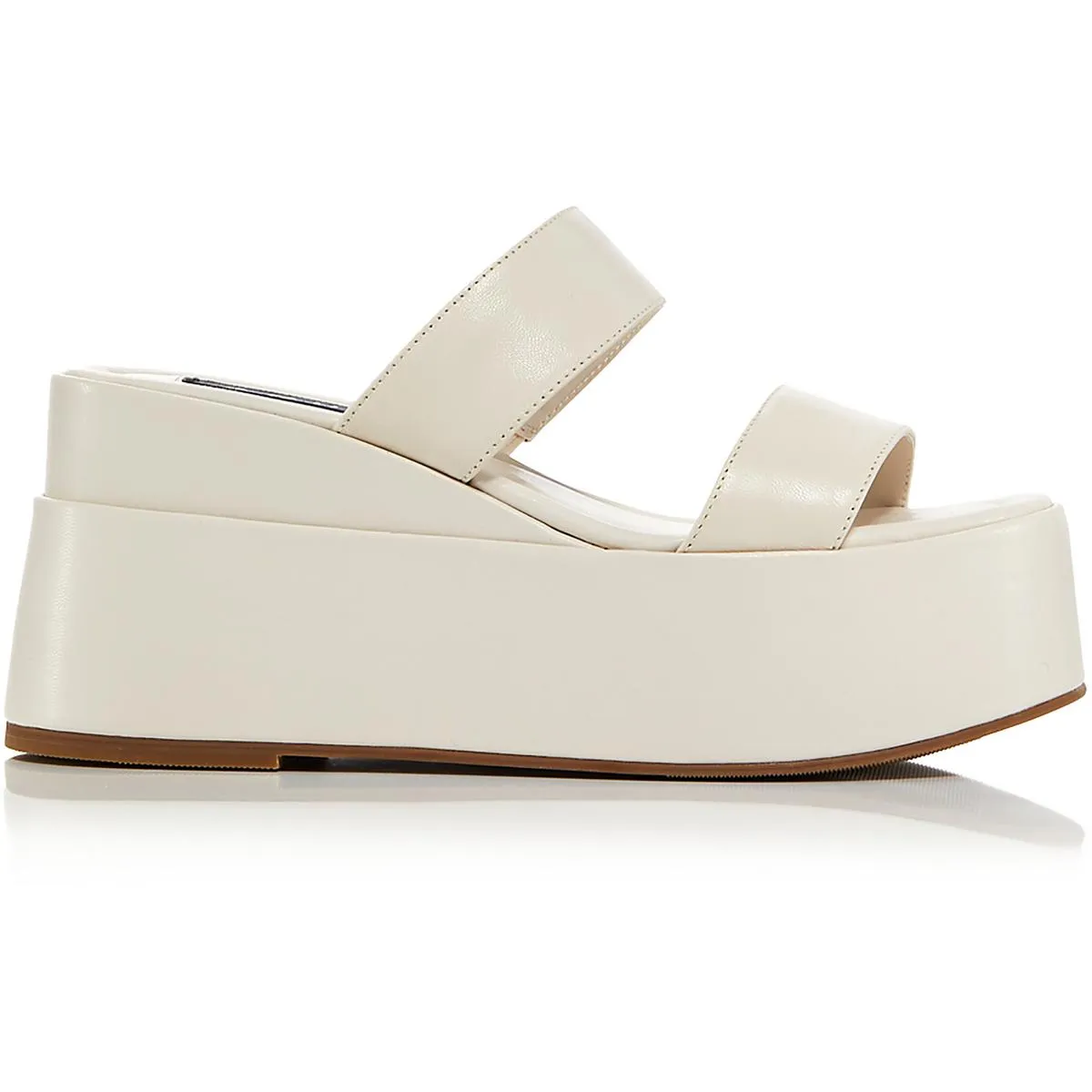 Aqua Womens Maxy Leather Slip On Flatform Sandals