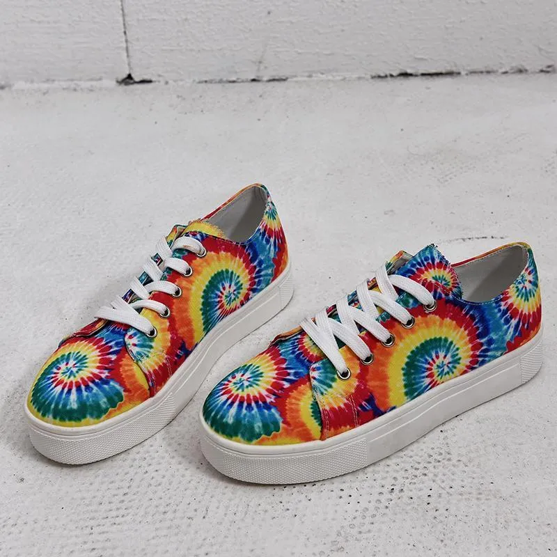 Chicvane New Colorful Lace Up Low Top Slip-On Canvas Shoes