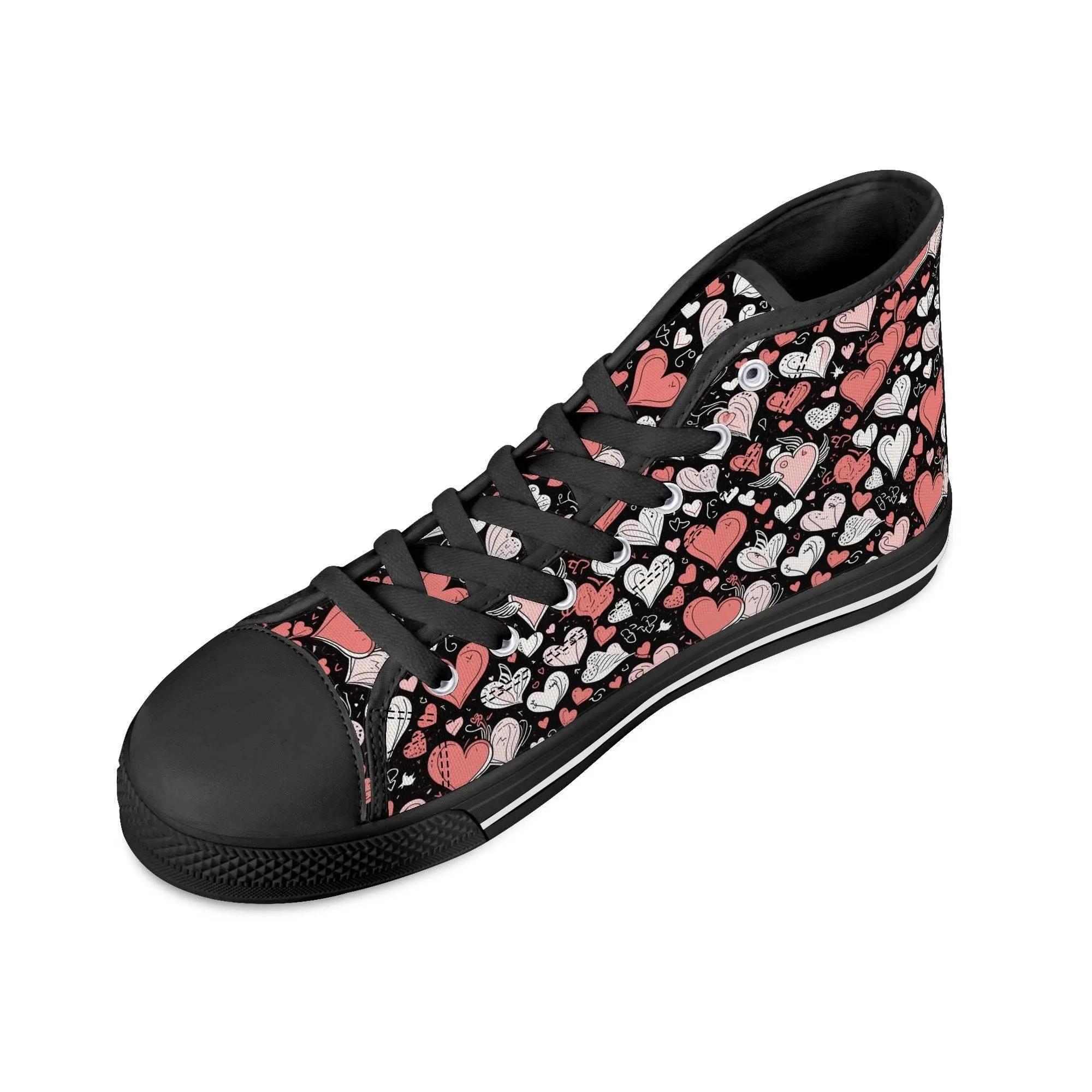 Colorful Hearts Mens High Top Canvas Shoes