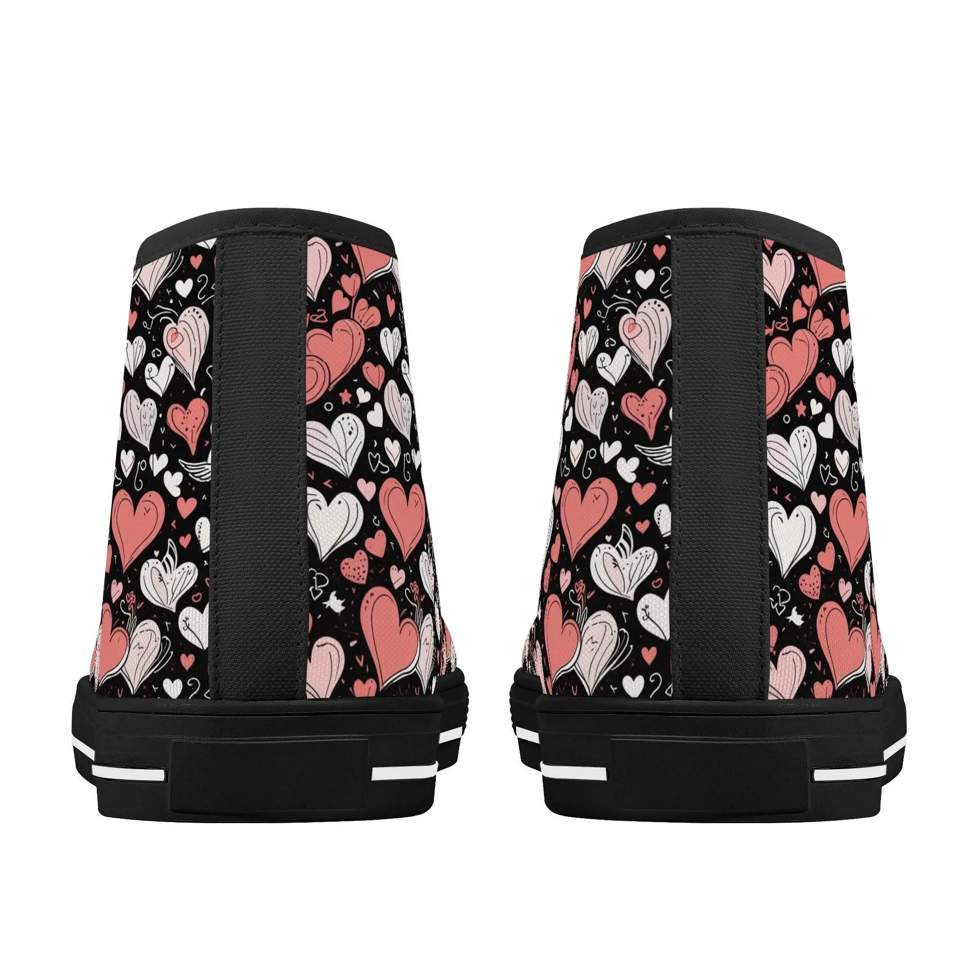 Colorful Hearts Mens High Top Canvas Shoes