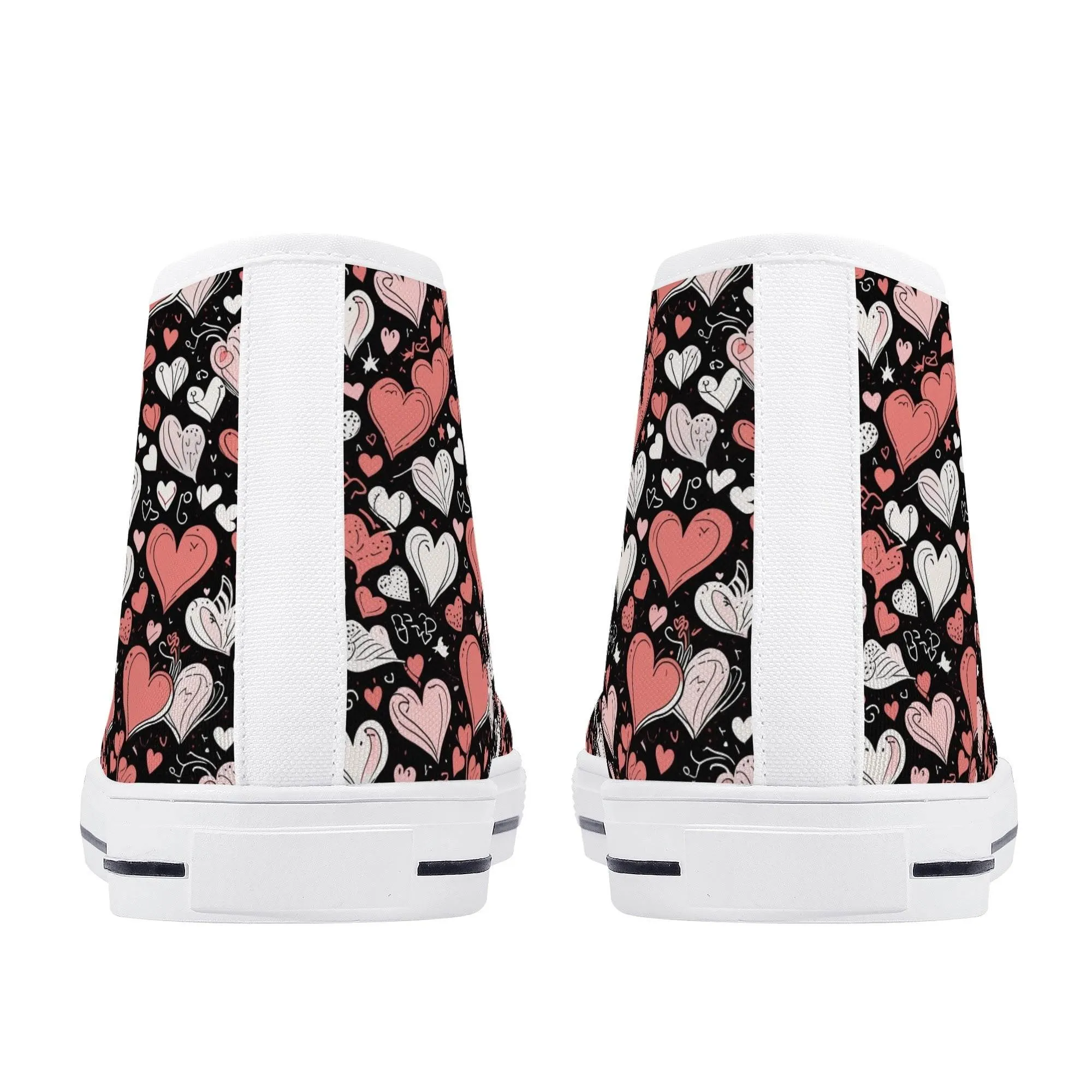 Colorful Hearts Womens High Top Canvas Shoes