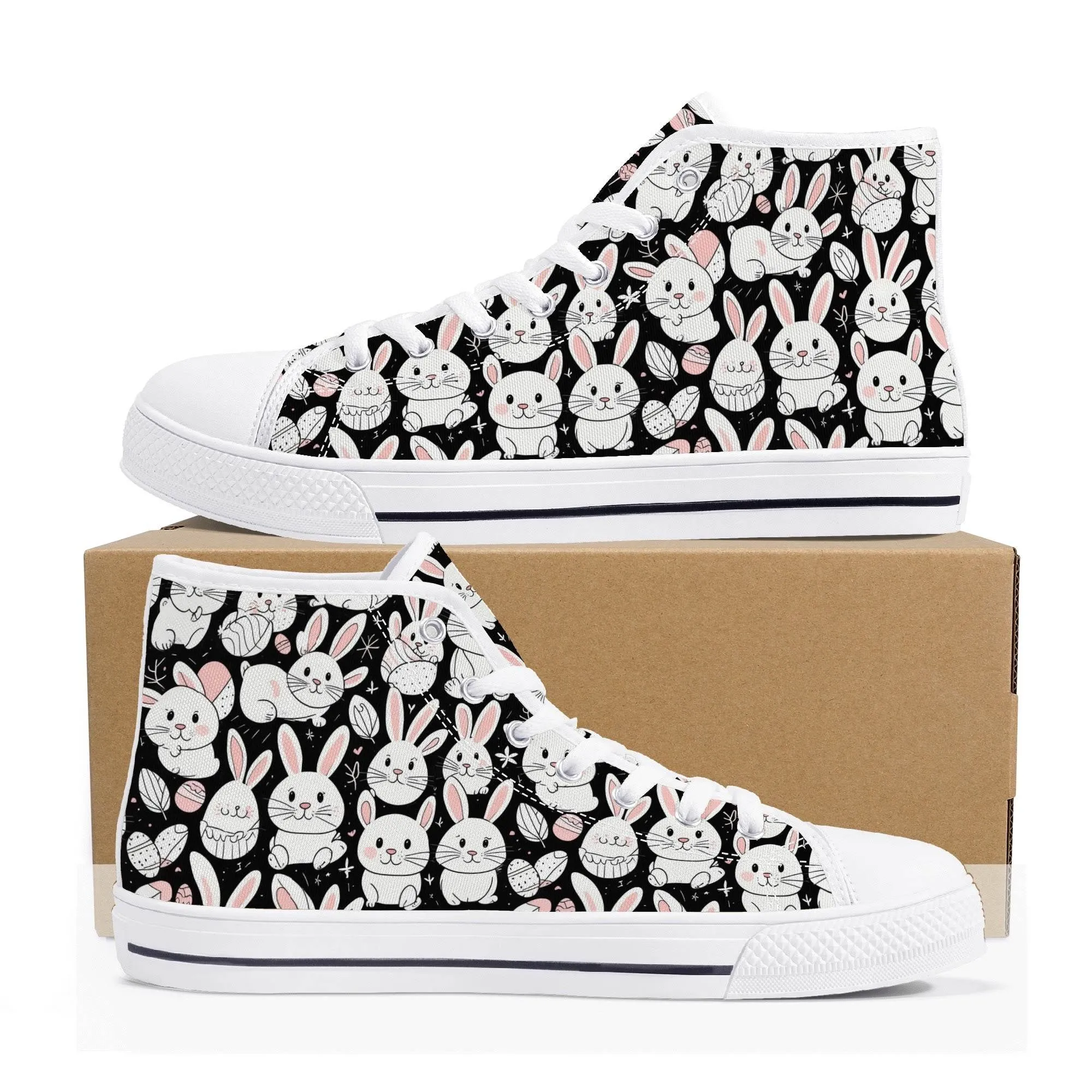 Cute Bunny Womens High Top Canvas Shoes