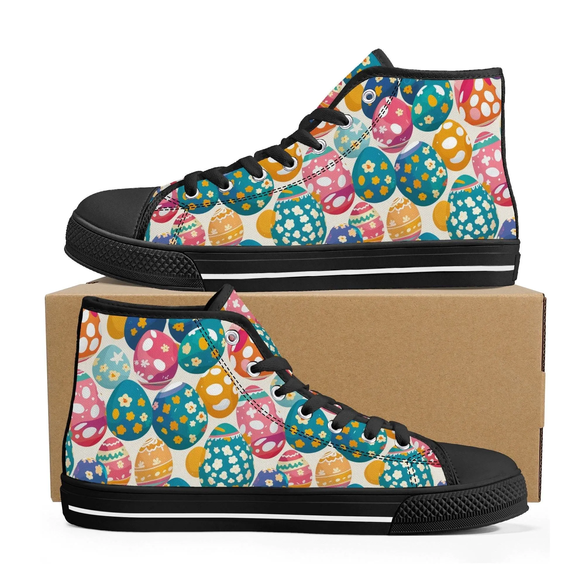 Festive Egg Womens High Top Canvas Shoes