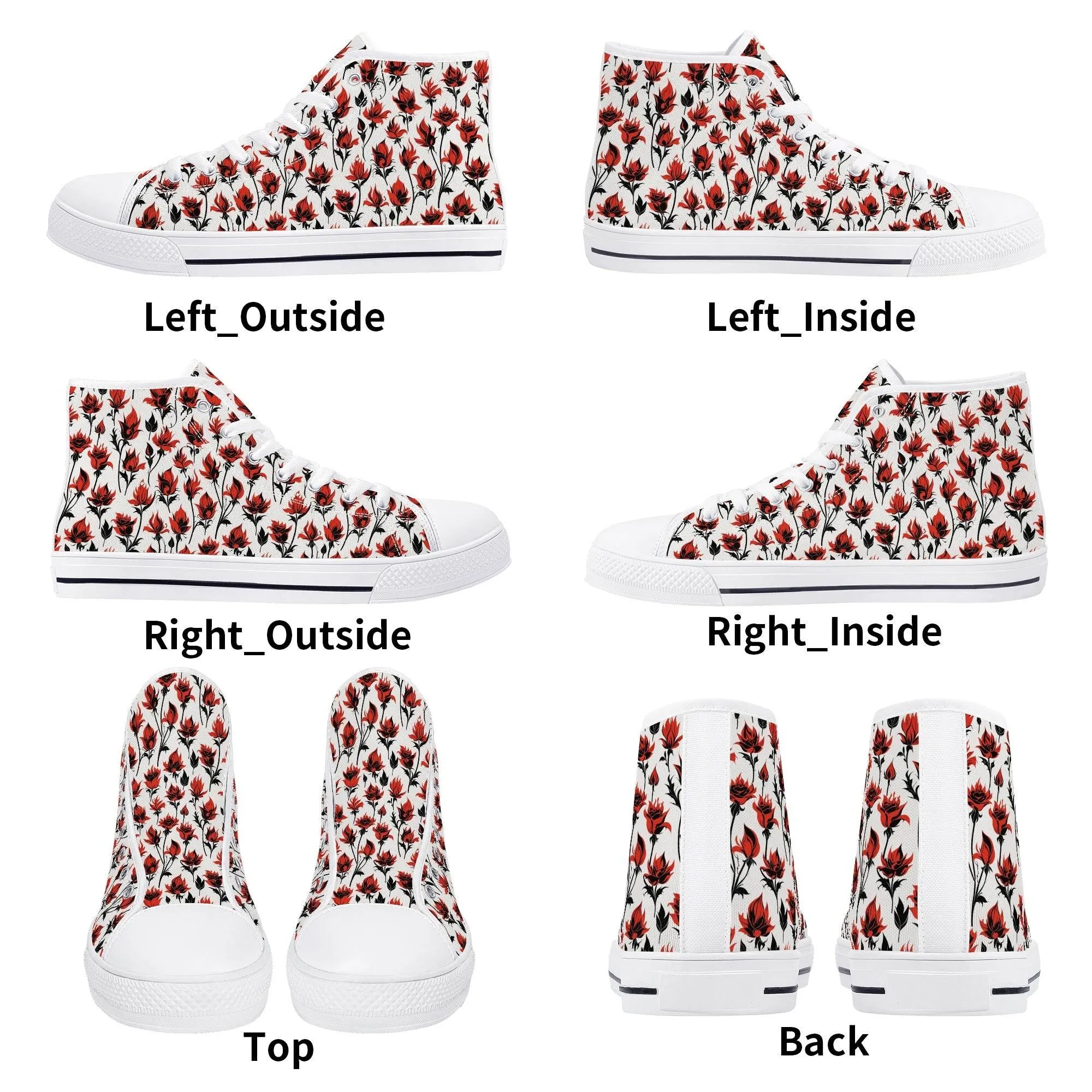 Floral Fire Womens High Top Canvas Shoes