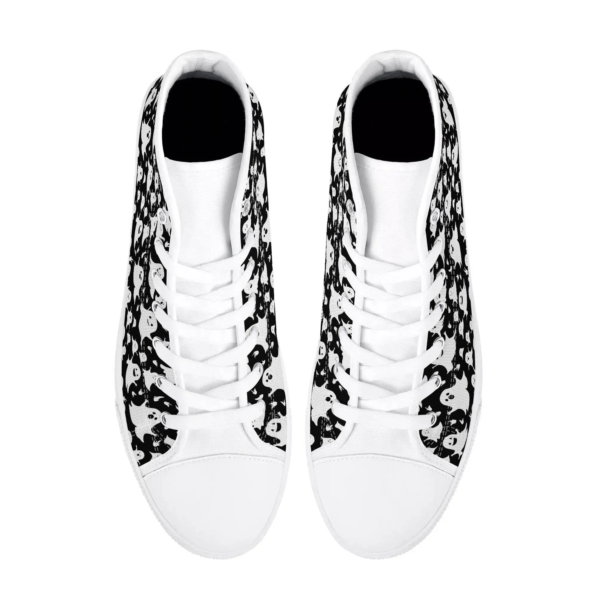 Mens Rubber High Top Spooky Ghost Canvas Shoes