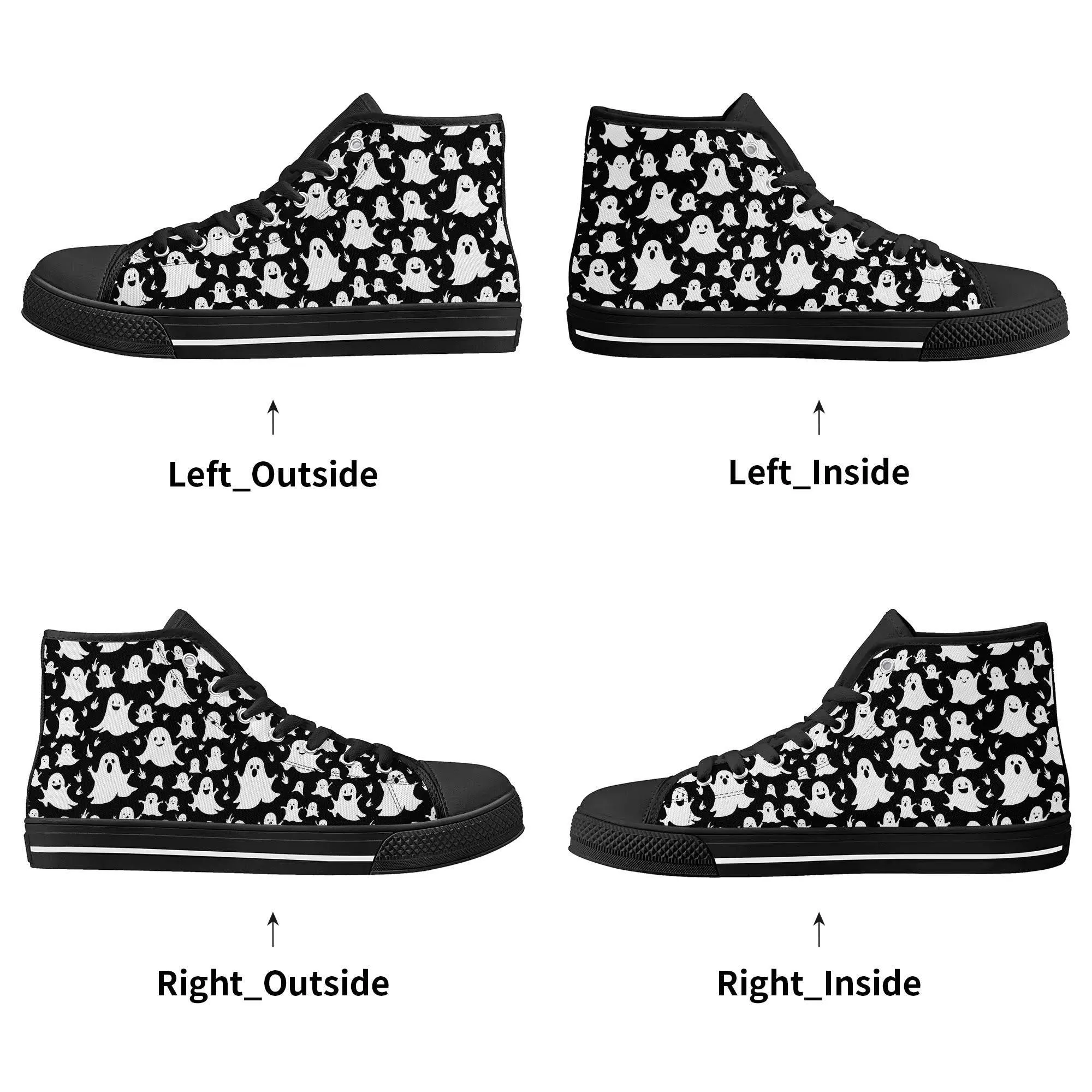 Mens Rubber High Top Spooky Ghost Canvas Shoes