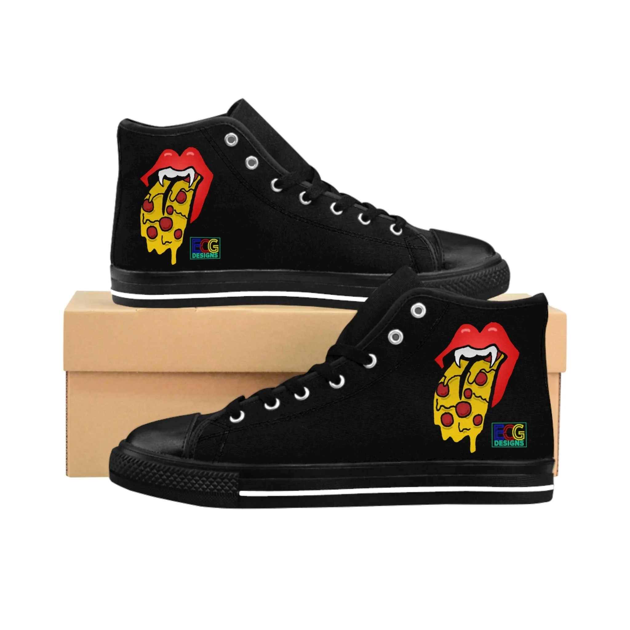 Red Pizza Tongue Men's Classic Sneakers