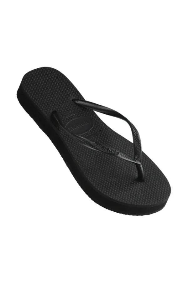 Slim Flatform Thongs Black