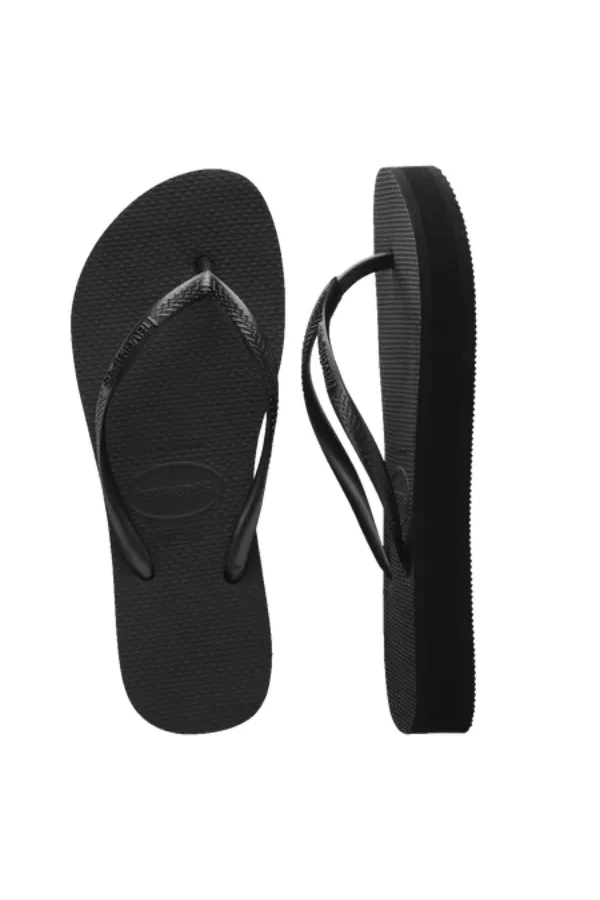 Slim Flatform Thongs Black
