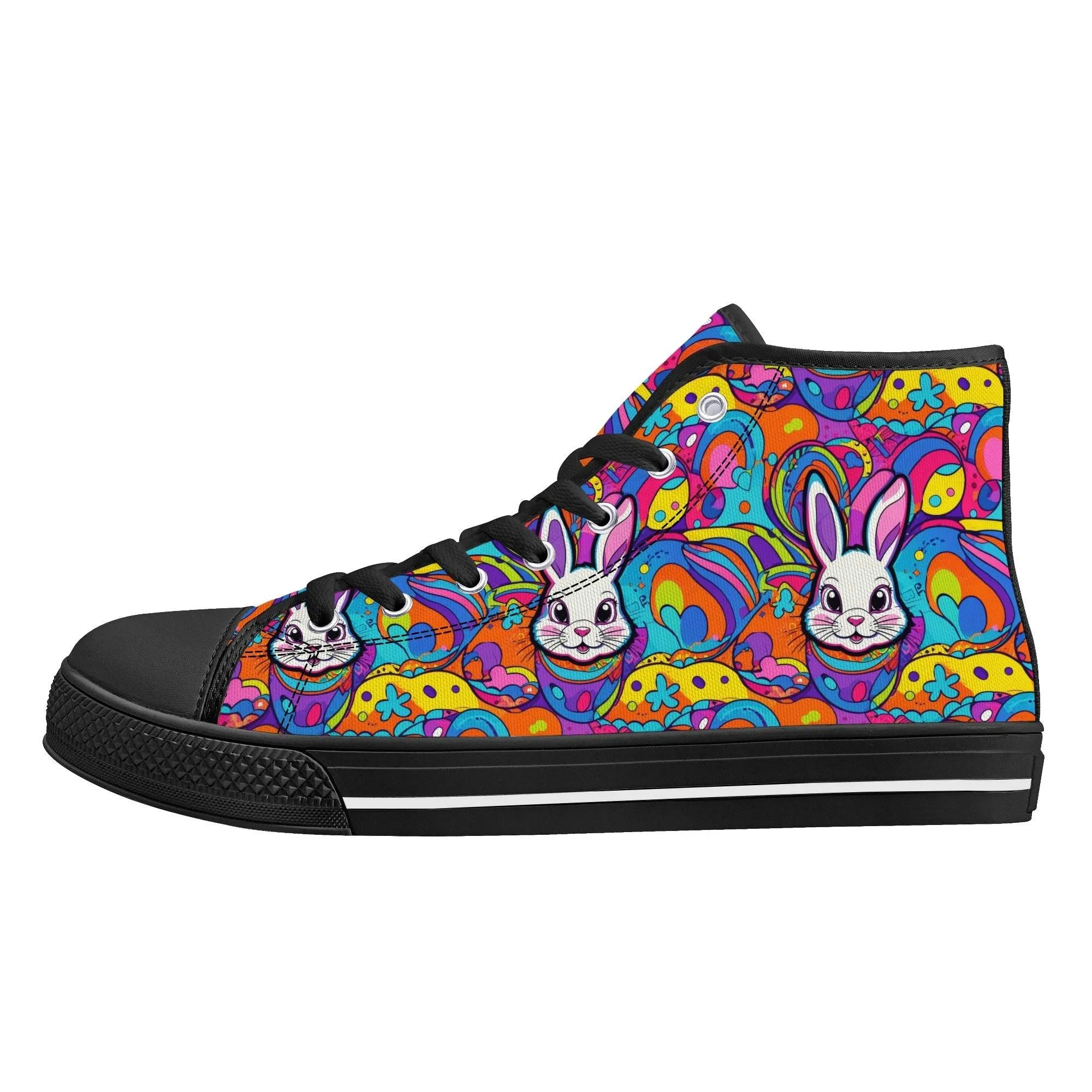 Trippy Bunny Mens High Top Canvas Shoes