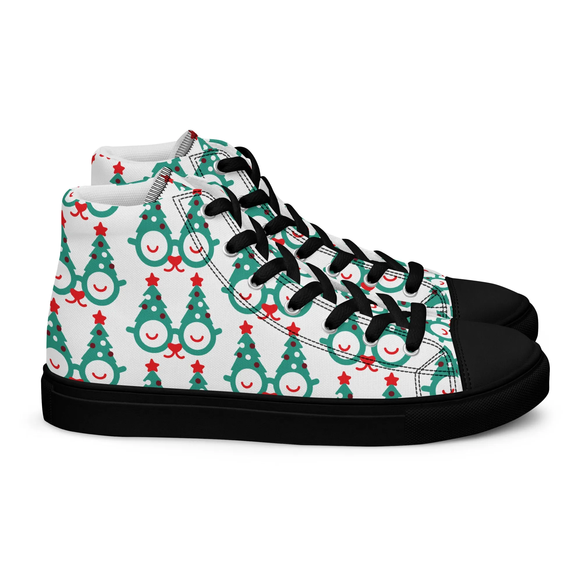 Women Christmas High Top Canvas Shoes (Glamourange Holiday Magic Canvas Shoes For Women - 0019)